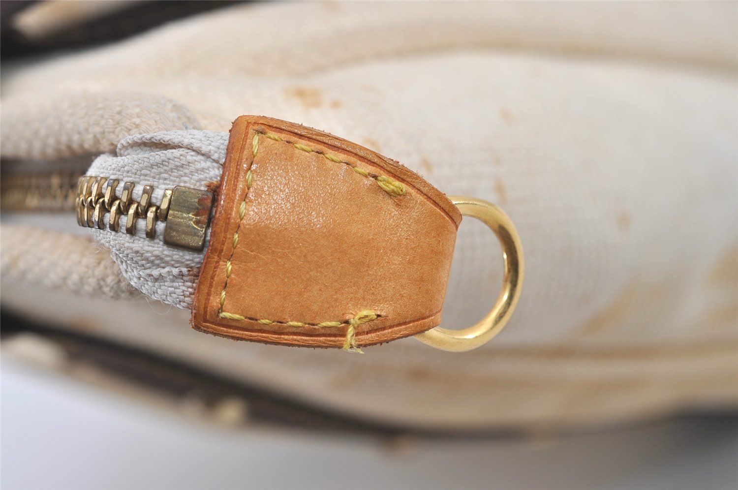 Authentic Louis Vuitton Antigua Cabas MM Tote Bag White Brown M40036 LV 2622J