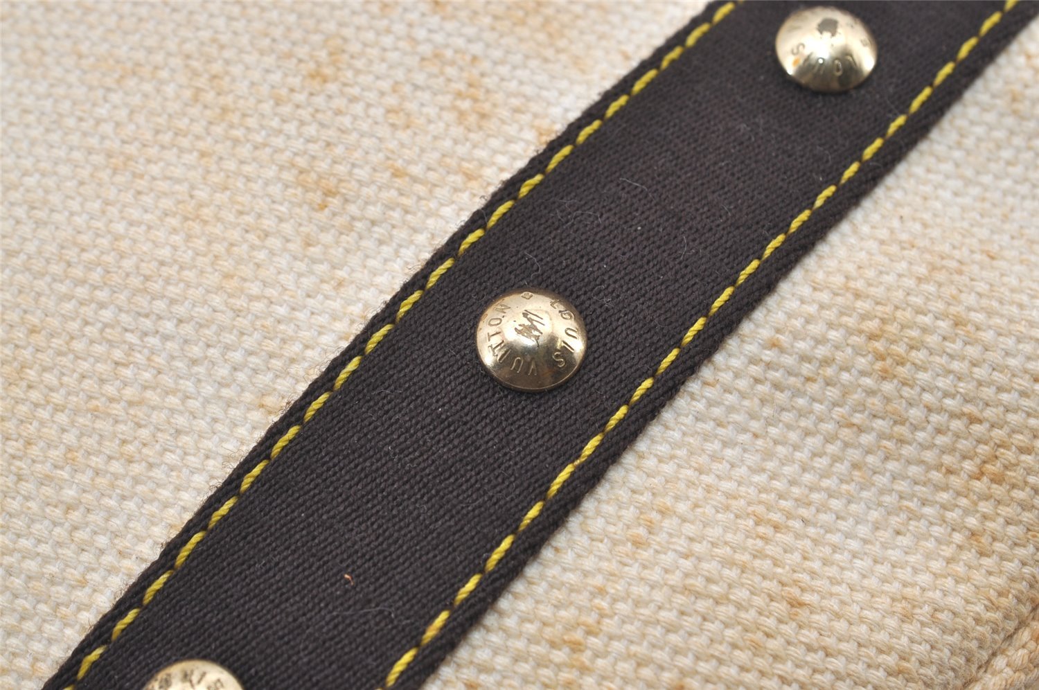 Authentic Louis Vuitton Antigua Cabas MM Tote Bag White Brown M40036 LV 2622J