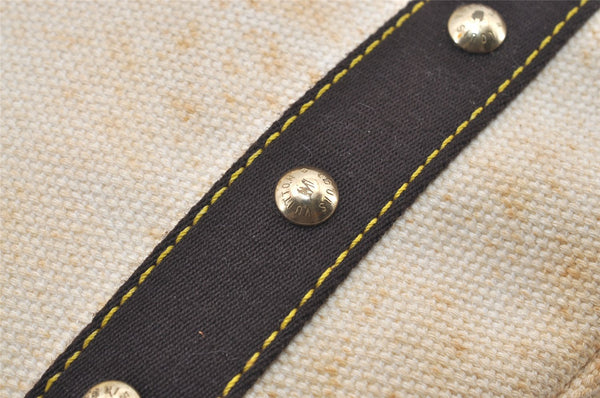 Authentic Louis Vuitton Antigua Cabas MM Tote Bag White Brown M40036 LV 2622J