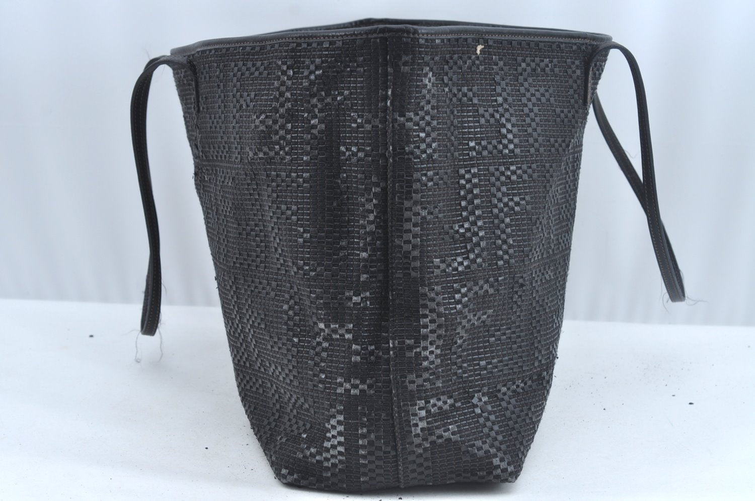 Authentic FENDI Zucca Leather Canvas Shoulder Tote Bag Black Junk 2623I