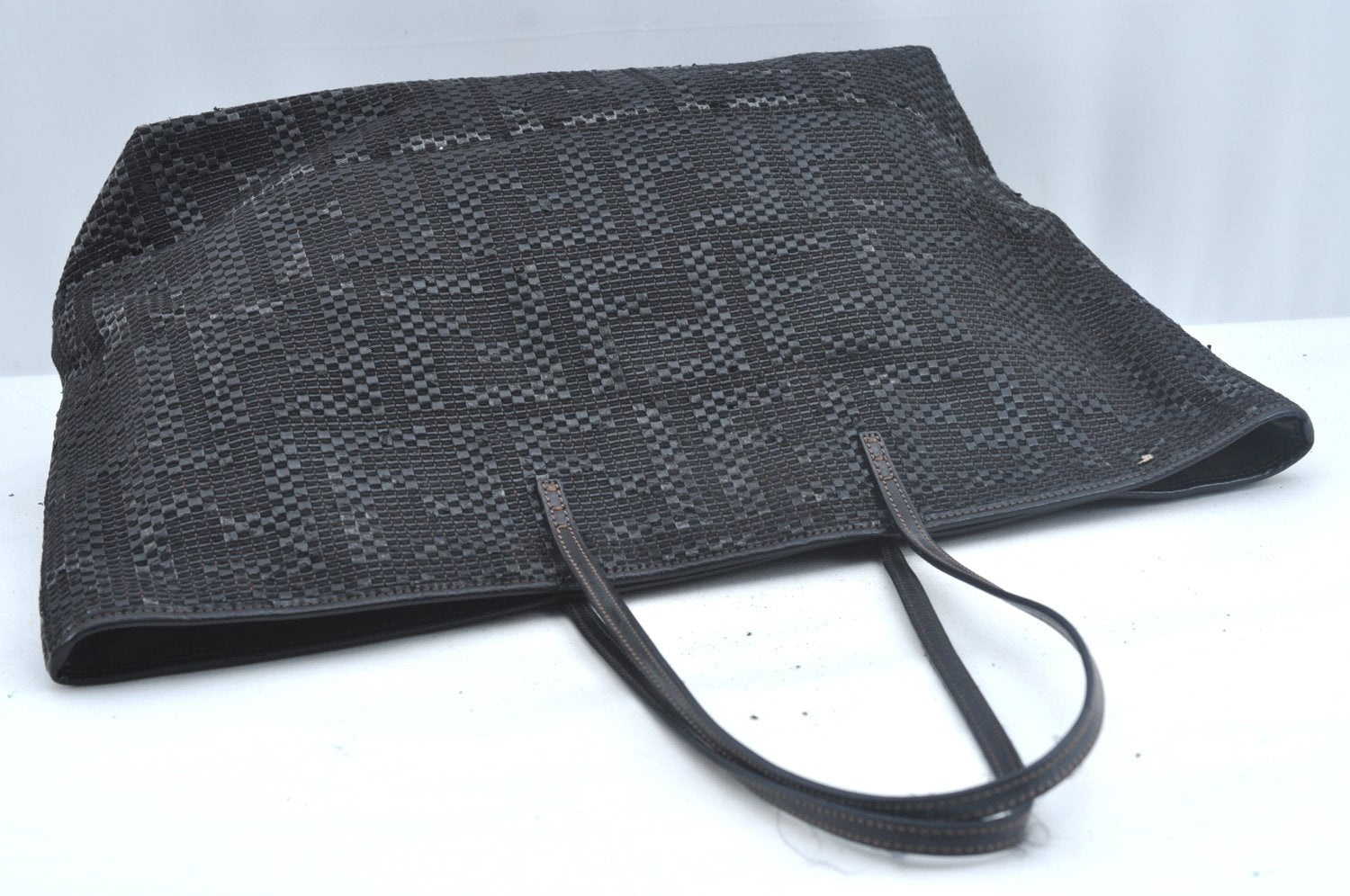 Authentic FENDI Zucca Leather Canvas Shoulder Tote Bag Black Junk 2623I