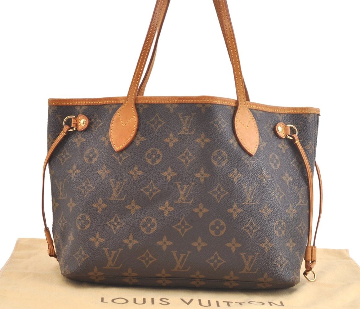 Authentic Louis Vuitton Monogram Neverfull PM Shoulder Tote Bag M40155 LV 2623K