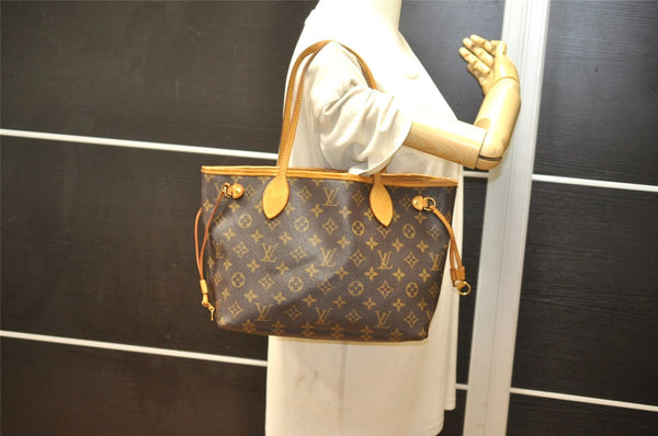 Authentic Louis Vuitton Monogram Neverfull PM Shoulder Tote Bag M40155 LV 2623K