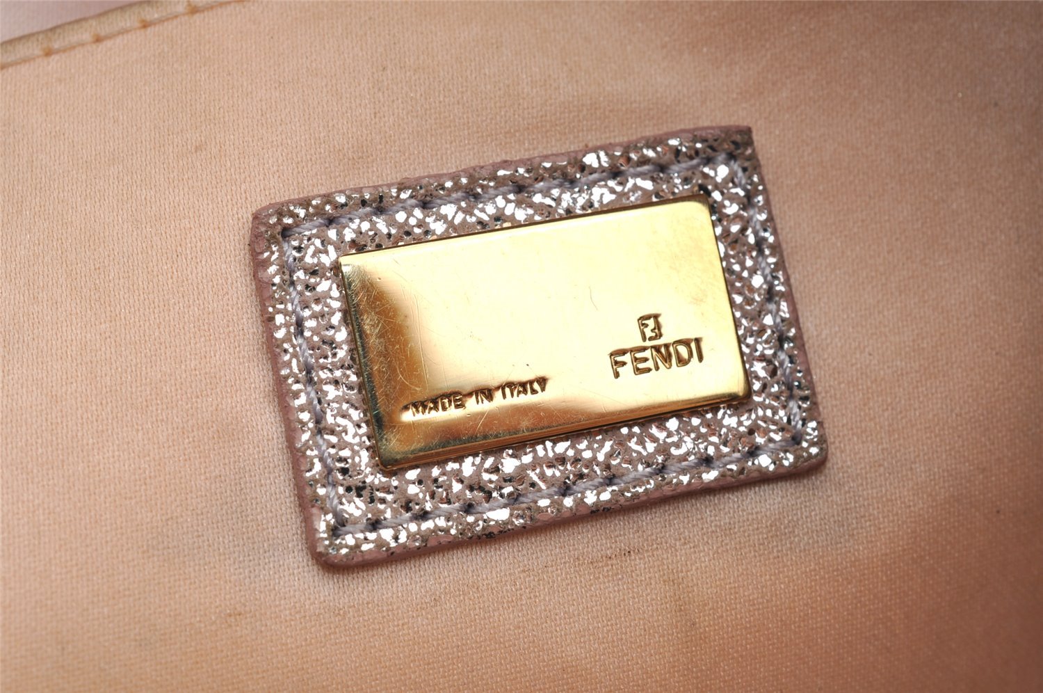 Authentic FENDI Zucchino Hand Bag Purse Canvas Leather Silver Beige 2624I