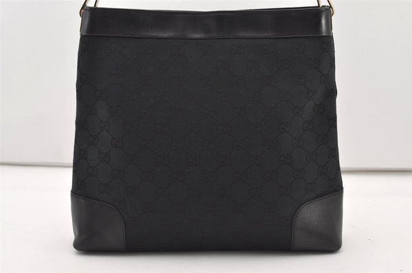 Authentic GUCCI Vintage Shoulder Bag Purse GG Canvas Leather 0014231 Black 2624J