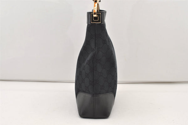 Authentic GUCCI Vintage Shoulder Bag Purse GG Canvas Leather 0014231 Black 2624J
