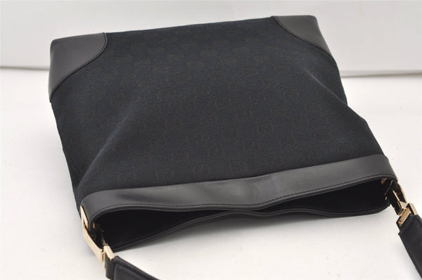 Authentic GUCCI Vintage Shoulder Bag Purse GG Canvas Leather 0014231 Black 2624J