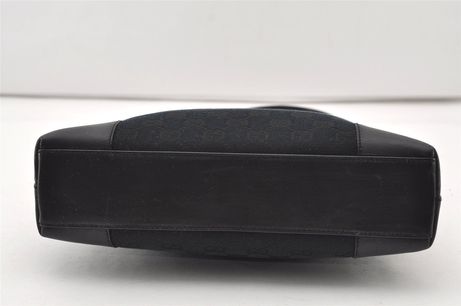 Authentic GUCCI Vintage Shoulder Bag Purse GG Canvas Leather 0014231 Black 2624J