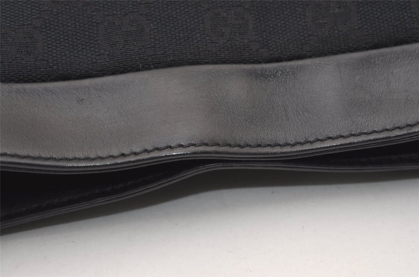 Authentic GUCCI Vintage Shoulder Bag Purse GG Canvas Leather 0014231 Black 2624J
