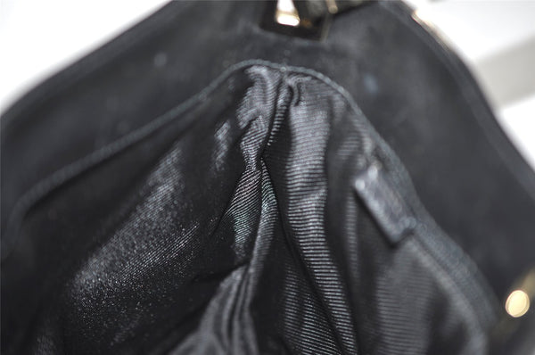 Authentic GUCCI Vintage Shoulder Bag Purse GG Canvas Leather 0014231 Black 2624J