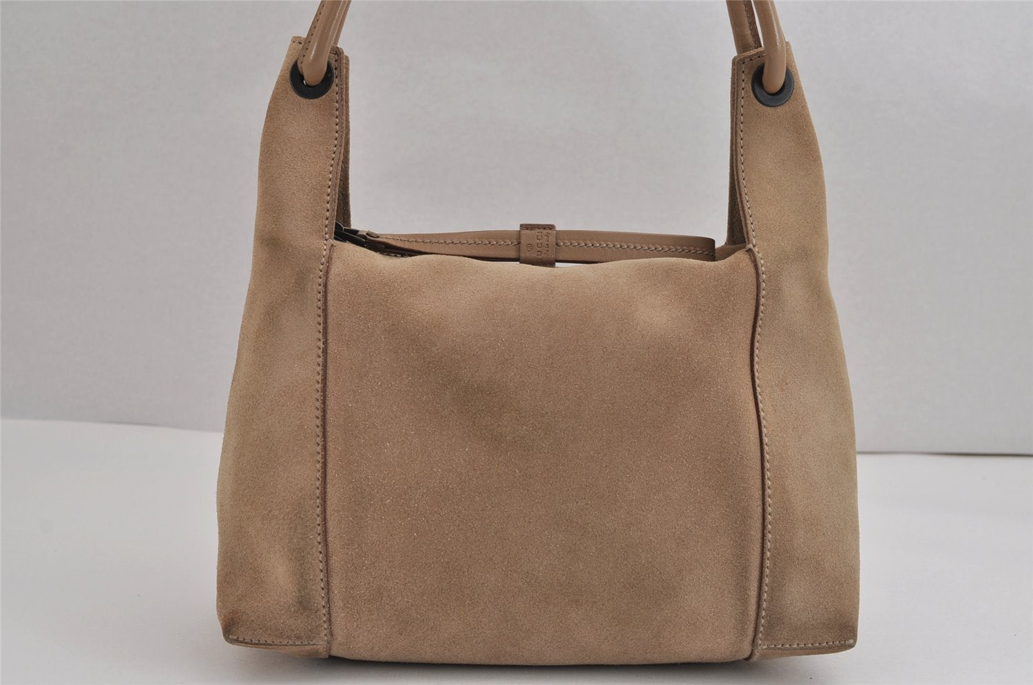 Authentic GUCCI Shoulder Hand Bag Purse Suede Leather 101333 Beige 2625J