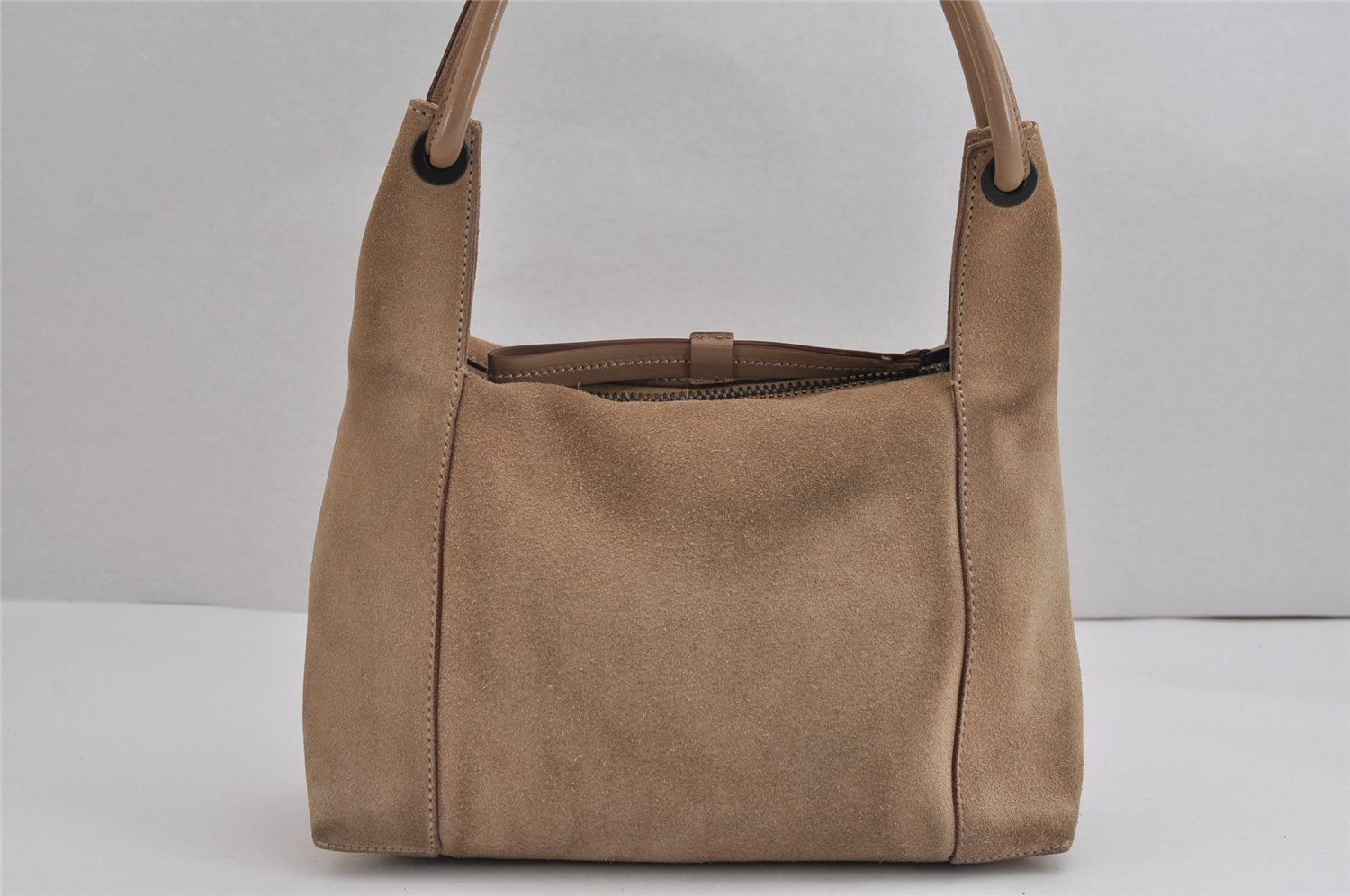 Authentic GUCCI Shoulder Hand Bag Purse Suede Leather 101333 Beige 2625J