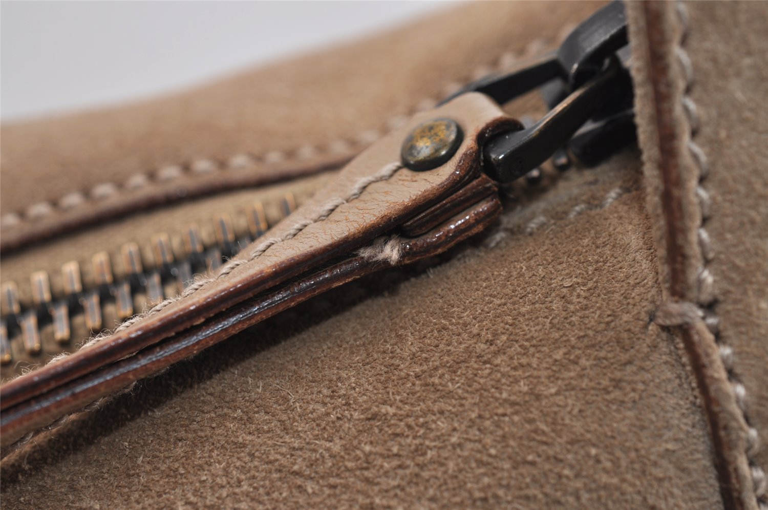 Authentic GUCCI Shoulder Hand Bag Purse Suede Leather 101333 Beige 2625J