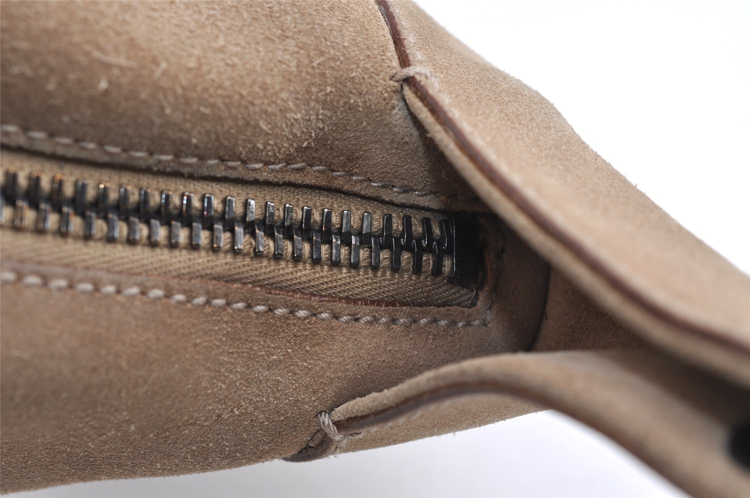 Authentic GUCCI Shoulder Hand Bag Purse Suede Leather 101333 Beige 2625J