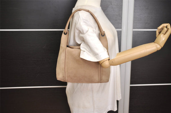 Authentic GUCCI Shoulder Hand Bag Purse Suede Leather 101333 Beige 2625J