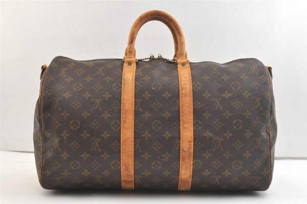 Authentic Louis Vuitton Monogram Keepall Bandouliere 45 M41418 Boston Bag 2625K