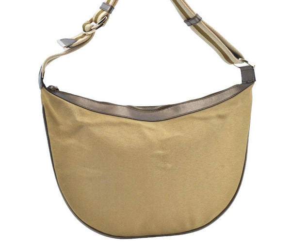 Authentic GUCCI Vintage Sherry Line Shoulder Hand Bag Canvas Leather Gold 2626H