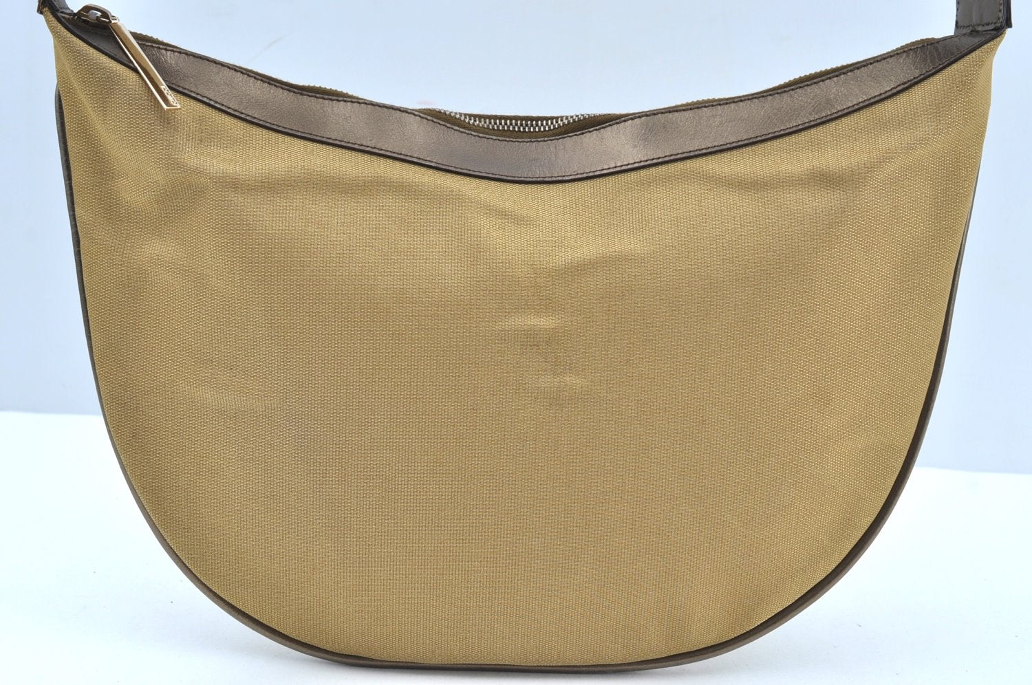 Authentic GUCCI Vintage Sherry Line Shoulder Hand Bag Canvas Leather Gold 2626H