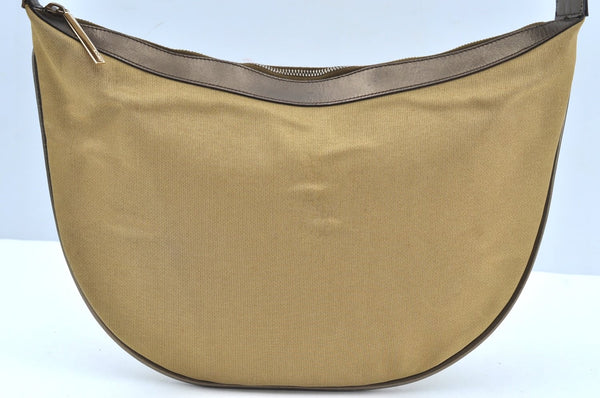 Authentic GUCCI Vintage Sherry Line Shoulder Hand Bag Canvas Leather Gold 2626H