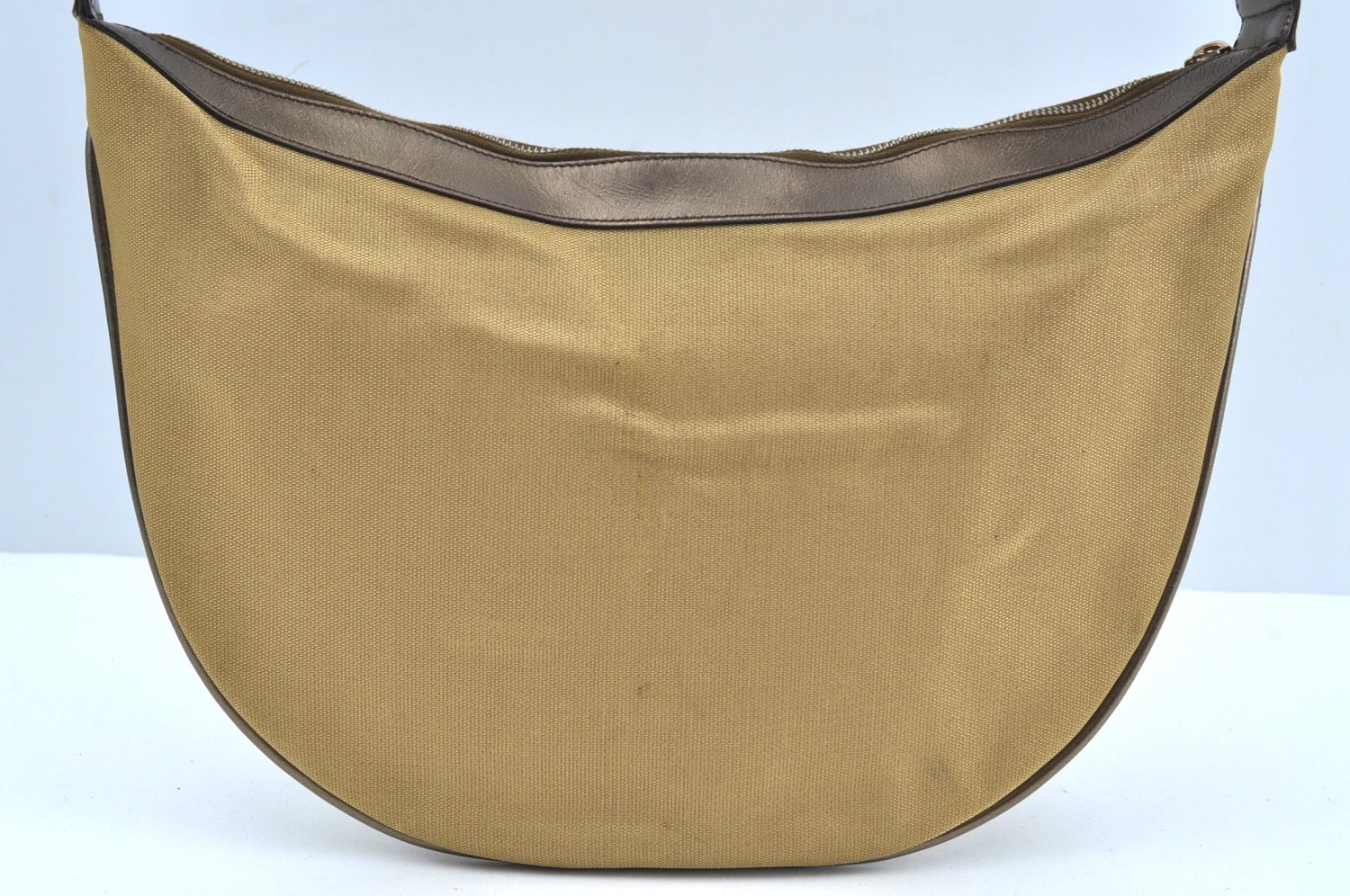 Authentic GUCCI Vintage Sherry Line Shoulder Hand Bag Canvas Leather Gold 2626H
