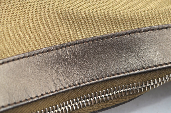 Authentic GUCCI Vintage Sherry Line Shoulder Hand Bag Canvas Leather Gold 2626H
