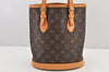 Authentic Louis Vuitton Monogram Bucket PM Shoulder Tote Bag M42238 Junk 2626K
