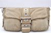 Authentic PRADA Vintage Suede Leather Shoulder Hand Bag Purse Beige 2627K