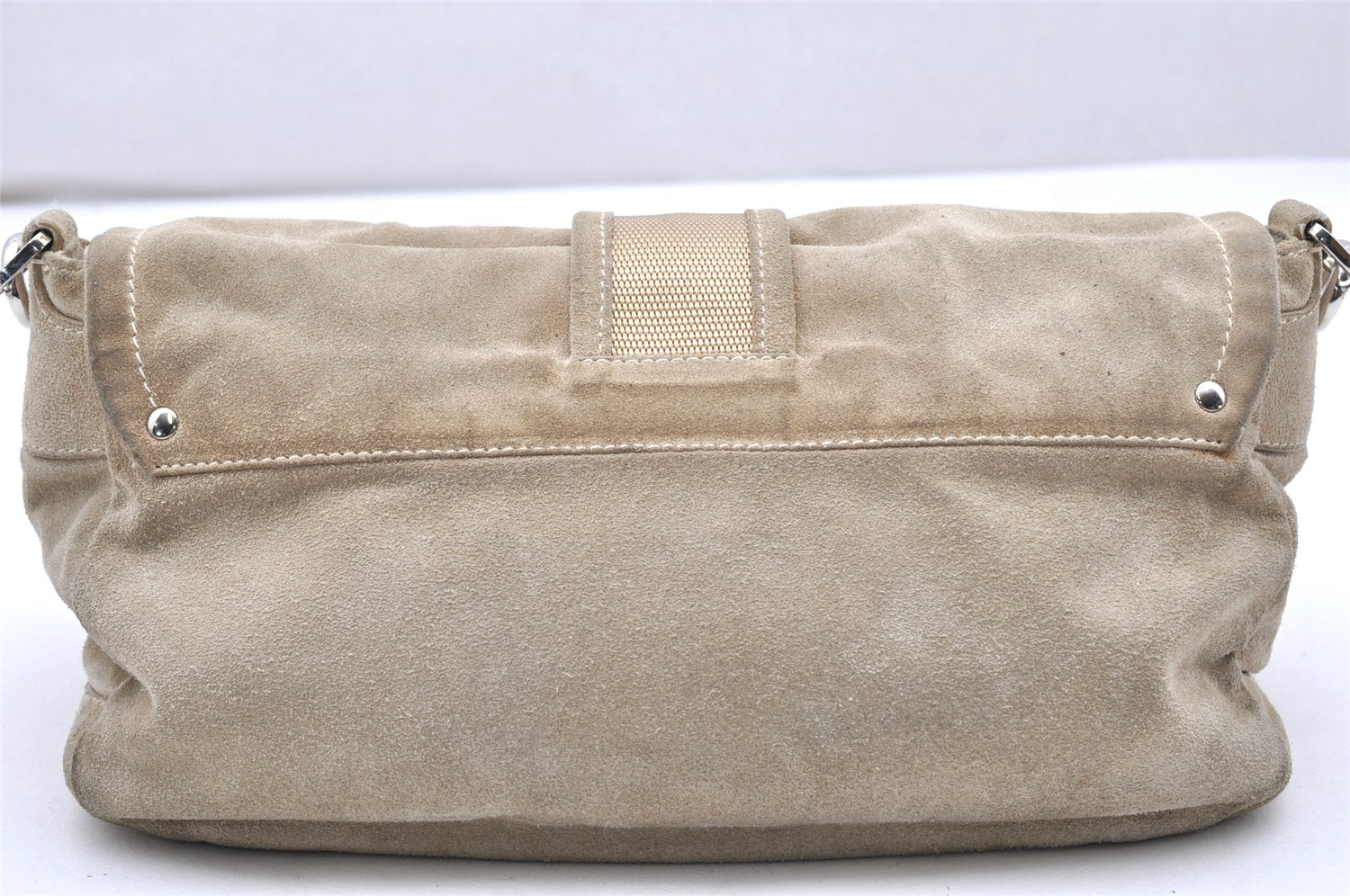 Authentic PRADA Vintage Suede Leather Shoulder Hand Bag Purse Beige 2627K