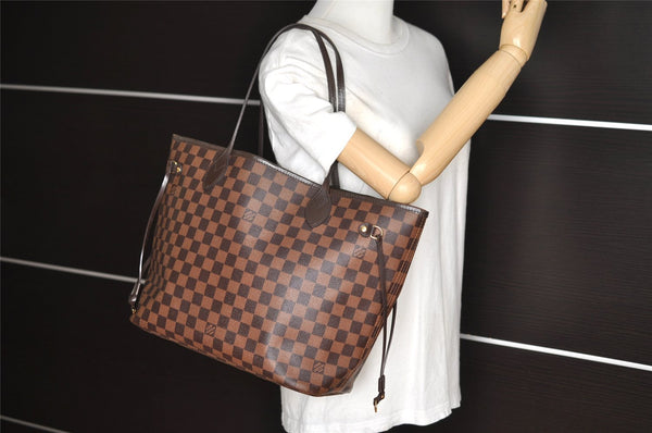 Authentic Louis Vuitton Damier Neverfull MM Shoulder Tote Bag N51105 LV 2628I