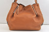 Authentic BURBERRY Vintage Leather Canvas Check Shoulder Tote Bag Brown 2628K