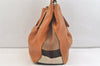Authentic BURBERRY Vintage Leather Canvas Check Shoulder Tote Bag Brown 2628K