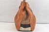 Authentic BURBERRY Vintage Leather Canvas Check Shoulder Tote Bag Brown 2628K