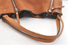 Authentic BURBERRY Vintage Leather Canvas Check Shoulder Tote Bag Brown 2628K
