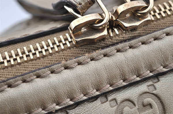 Authentic GUCCI Guccissima Sukey 2Way Tote Hand Bag GG Leather 247902 Gold 2630I