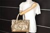 Authentic GUCCI Guccissima Sukey 2Way Tote Hand Bag GG Leather 247902 Gold 2630I