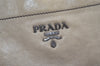 Authentic PRADA Vintage Leather Nappa 2Way Shoulder Tote Bag Beige Black 2632K