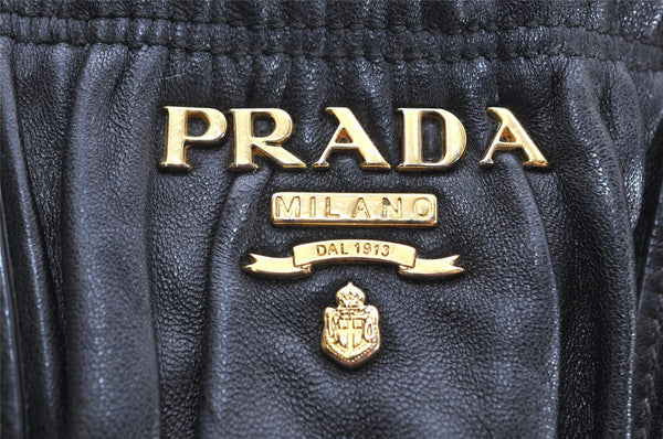 Authentic PRADA Vintage Nappa Gaufre 2Way Shoulder Hand Bag Leather Black 2633K