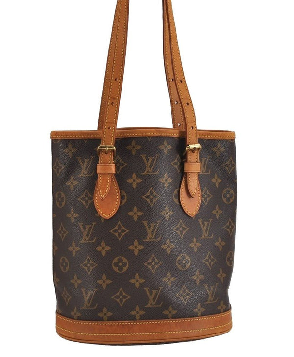 Authentic Louis Vuitton Monogram Bucket PM Shoulder Tote Bag M42238 LV 2637J