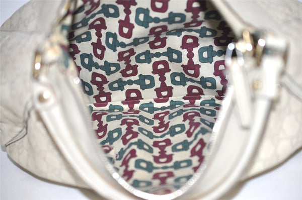 Authentic GUCCI Guccissima Abbey Shoulder Bag GG Leather 189833 White 2639I