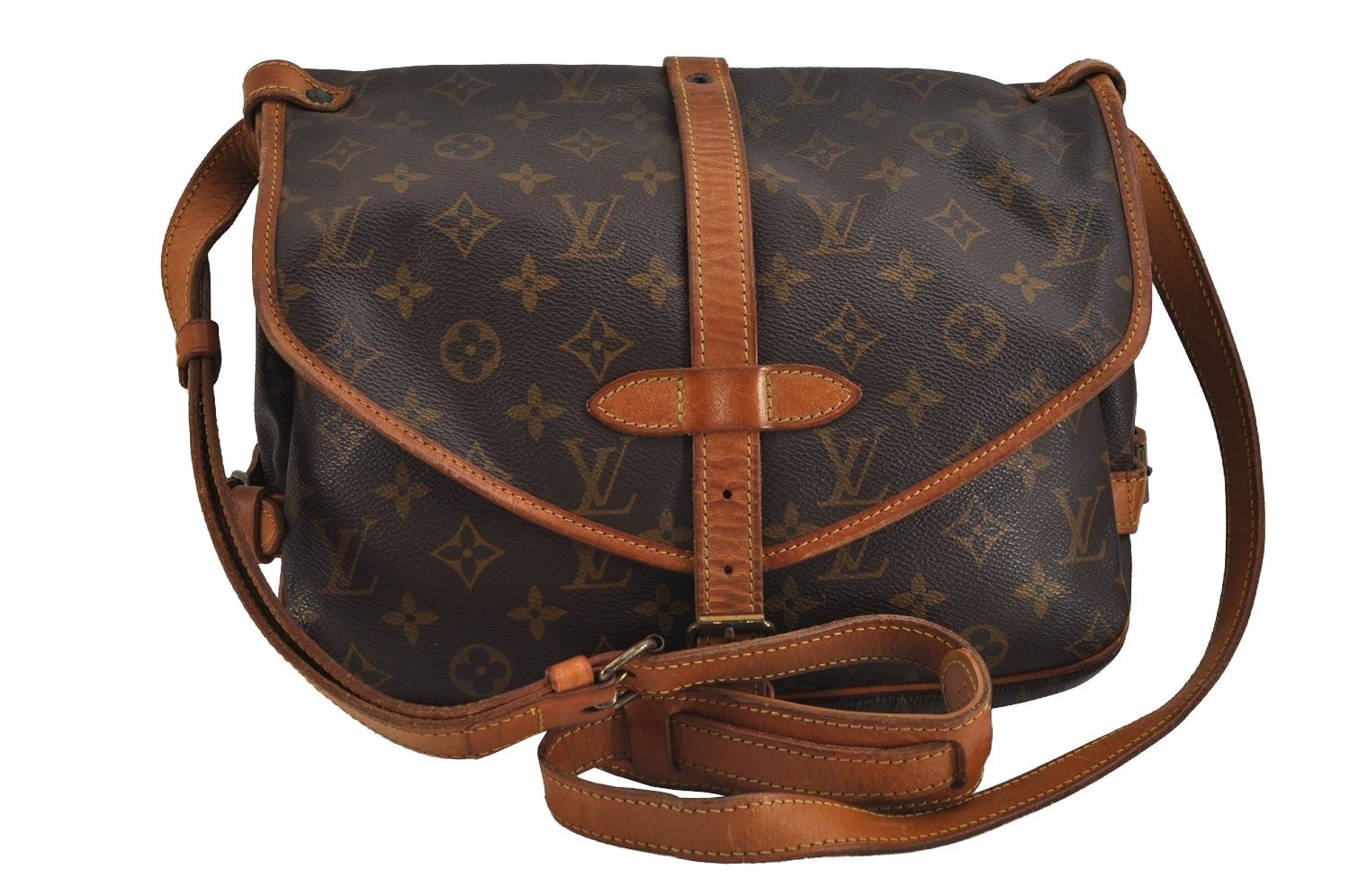 Authentic Louis Vuitton Monogram Saumur 30 Shoulder Cross Bag M42256 LV 2640J
