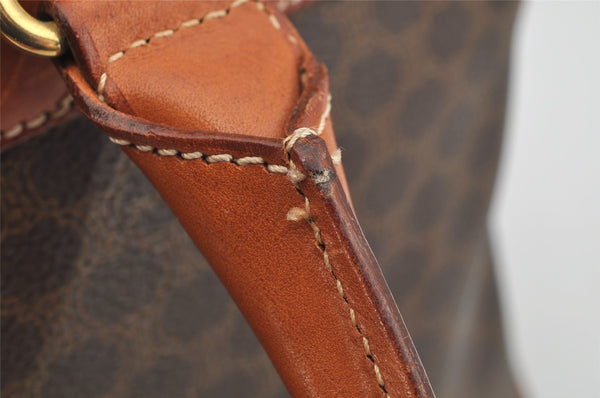 Authentic CELINE Macadam Blason Pattern Hand Boston Bag PVC Leather Brown 2641I