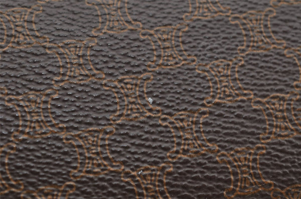 Authentic CELINE Macadam Blason Pattern Hand Boston Bag PVC Leather Brown 2641I