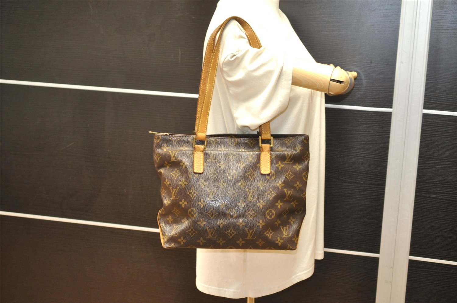 Authentic Louis Vuitton Monogram Cabas Piano Shoulder Tote Bag M51148 Junk 2641K