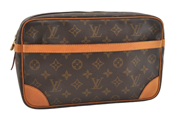 Authentic Louis Vuitton Monogram Compiegne 28 Clutch Hand Bag M51845 LV 2642J