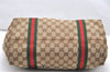 Authentic GUCCI Web Sherry Line Tote Bag GG Canvas Leather 139260 Brown 2642K