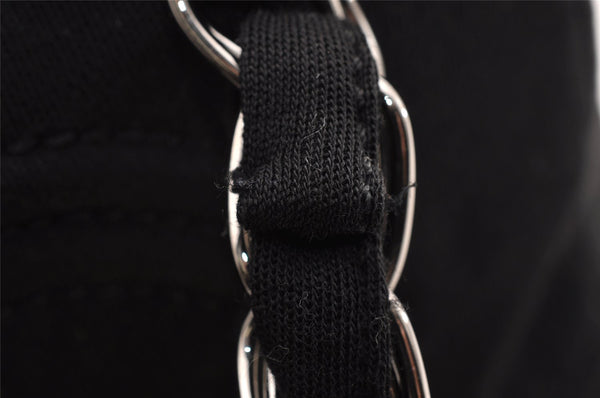 Authentic CHANEL Cotton Leather CoCo Mark Chain Hand Bag Purse Black 2644I