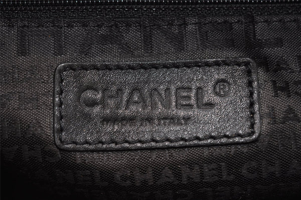 Authentic CHANEL Cotton Leather CoCo Mark Chain Hand Bag Purse Black 2644I