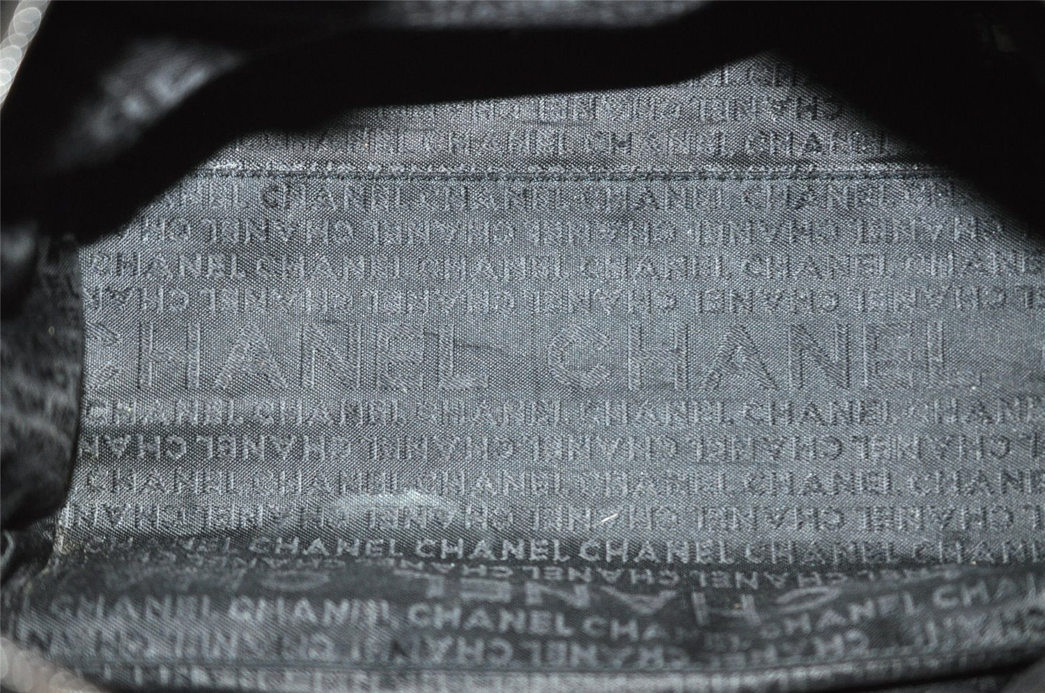 Authentic CHANEL Cotton Leather CoCo Mark Chain Hand Bag Purse Black 2644I