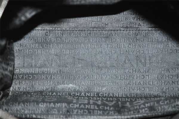 Authentic CHANEL Cotton Leather CoCo Mark Chain Hand Bag Purse Black 2644I