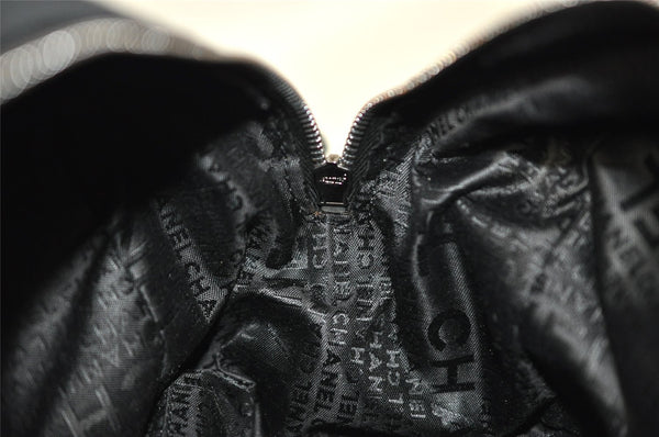 Authentic CHANEL Cotton Leather CoCo Mark Chain Hand Bag Purse Black 2644I